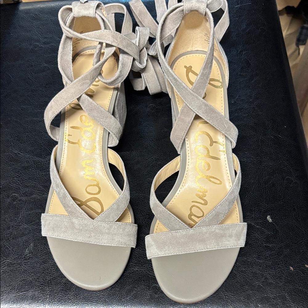 NWOT’s Sam Edelman Taupe Suede Lace-Up Sandals, size 8.5M or 38.5